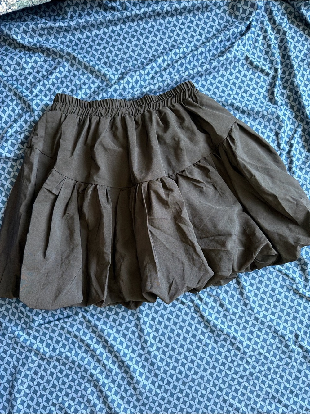 Others Follow Olive Brown Tiered Mini Skirt